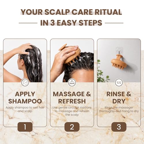 Silicone Scalp Massager – One-Piece Shampoo Brush for Scalp Massage & Shampoo Distribution – Gentle Scalp Brush for Wet & Dry Use (Brown) - color: Brown