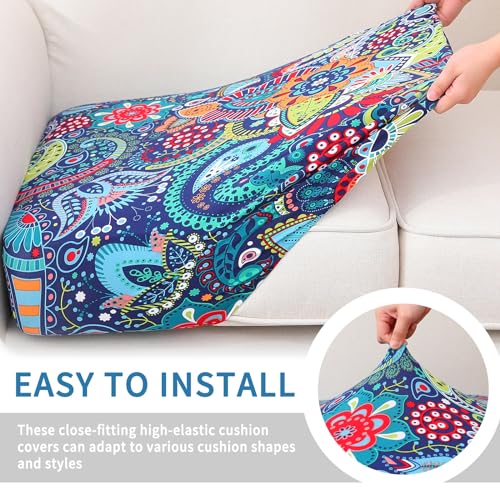 hyha Printed Couch Cushion Covers, Sofa Covers Washable for 2 Cushion Couch - color: Blue, size: Seat Cover 2 Pack