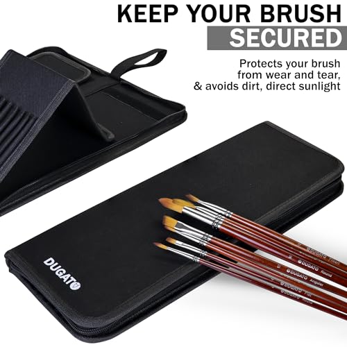 DUGATO Long Brush Holder & Organizer, Canvas Case 5.7 x 14.8 in, Black - color: Black, size: Large 5.7x14.8 inches