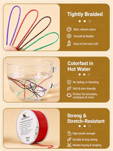 KONMAY 0.6mm White Nylon Bracelet String for Dream Catchers&Wind Chimes - color: White, size: Braided 0.6mm