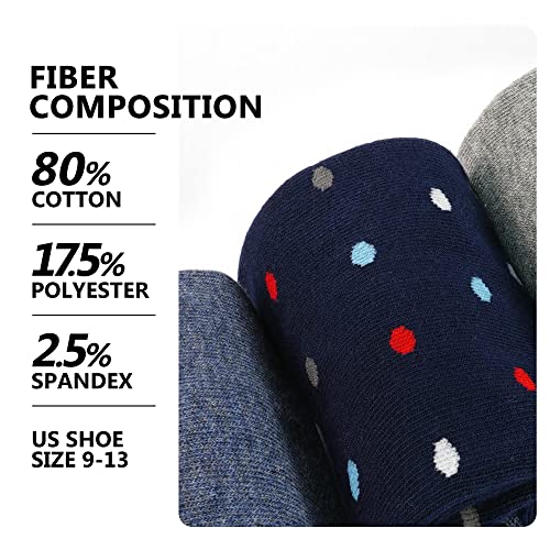 Men's Dress Socks,Cotton Crew Socks,6 Pairs,Breathable and sweat-absorbing for Shoe Size 9-13 - color: 6 Pairs Geometric