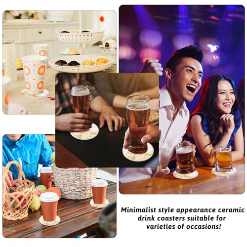 Coaster Set of 4, Ceramic Drink Coasters with Holder, 4 Inch Round (R&G) - style: 4 coasters Style G