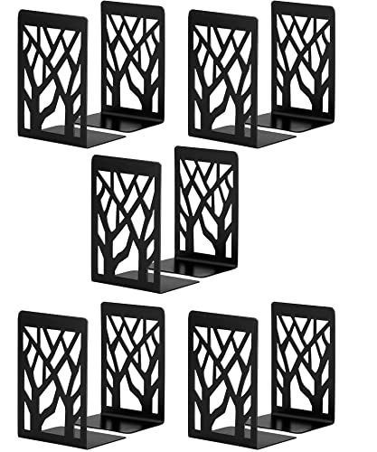 Book Ends, Bookends, Bookends for Shelves, Bookend, Book Ends for Heavy Books, Black Metal Book Shelf Holder Home Decorative, Book Stoppers for Shelves, Bookend Supports 5 Pair - size: Black-5 Pair
