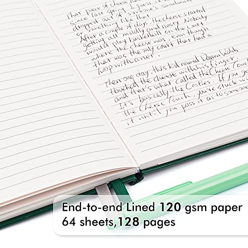feela 12 Pack Notebooks Journals Bulk with 12 Black Pens, A5 Hardcover Notebook Classic Ruled Journal Set with Pen Holder for School Business Work Travel Writing, 120 GSM, 5.1”x8.3”, Dark Green - color: 12 Pack dark green