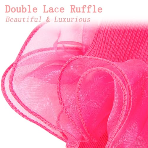 Big Ruffle Socks Women(Size 5-11) Turn Cuff Cotton Lace Frilly Socks - color: Green,blue,rose Red,beige, size: 5-9