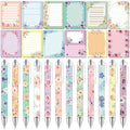 Dispowreath 24 Pcs Floral Sticky Notes with Pens Flowers Christmas Cute Gifts Notepads Memo Notes Pads Self Adhesive Black Ink Ballpoint Pen Office School Bulk Stocking Stuffers for Kids Adults - style: Floral