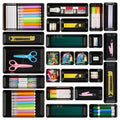 Vtopmart 25 Pack Plastic Drawer Organizers with Non-slip Rubber Pads - color: Black
