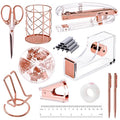 EOOUT Rose Gold Desk Accessories, Office Supplies and Accessories Set, Acrylic Stapler Set, Staple Remover, Phone Holder, Pen Holder, Scissor, Ruler, Transparent Tape - color: Rose Gold
