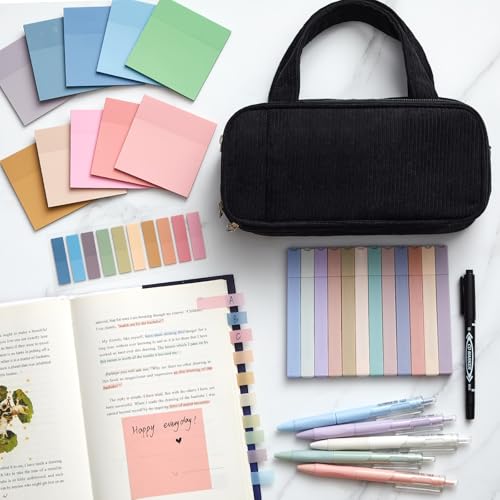 Jutom 39 Pcs Aesthetic Book Annotation Kit,Black,Classic Style - color: Black, style: Classic Style