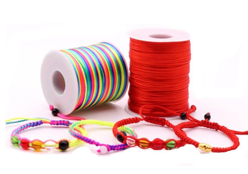 KONMAY 0.8mm Red Nylon String with Case for Bracelets,130 Yards Braided Nylon Satin Cord for Jewelry Making, Beading,Chinese Knotting, Kumihimo, Macramé - color: Red, size: Braided 0.8mm