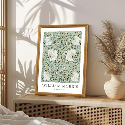 FWAHREN William Morris Framed Canvas Wall Art Set, 3 Piece Vintage Botanical Floral Pattern Pictures Prints Artwork, Large Paintings Wall Decor for Living Room Bedroom Bathroom Office, 12x16in - color: William Morris, size: 16"L x 12"W