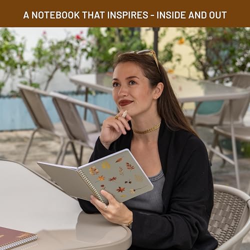 Happy Hoos® Aesthetic Spiral Notebook - 6.25" x 8.25" College Ruled Journal Notebook - Hard Cover Writing Journal for Work, School, Travel, More - Floral Notebook 8 Seasonal Designs (Fall Foliage) - color: Fall Foliage