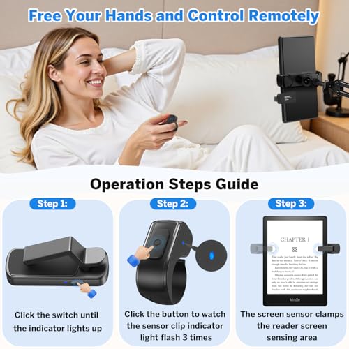 Page Turner Ring for Kindle,Remote Control for iPhone iPad Tablets eReaders - color: Black