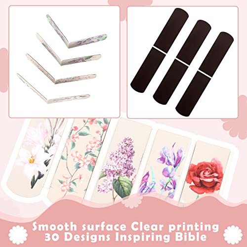 Gersoniel 30 Pcs Magnetic Bookmarks Clips Flowers Magnet Page Markers for Book Lovers Women Reading Office, Floral Style, 2.3 x 0.8 Inches