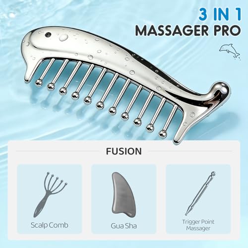 Gua Sha Tool For Face, Metal Gua Sha Comb For Scalp Massage & Scalp Gua Sha