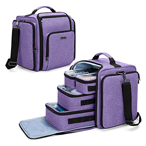 BAFASO Makeup Bag Cosmetic Bag with 4 Inner Removable Pouches, Purple - color: Purple