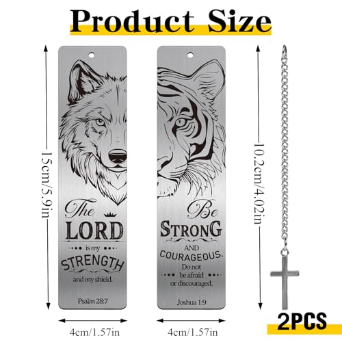 Christian Metal Bookmarks for Men - 2 Pcs Lion and Wolf Bible Verse Inspirational Gifts Book Marks Religious Cool Page Markers Reading Lovers Bookish Readers Birthday School Accessories - style: Lion Christian