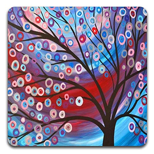 Color Tree of Life Square Coaster Set - Made of Recycled Rubber - Set of 4 - color: Color Tree of Life