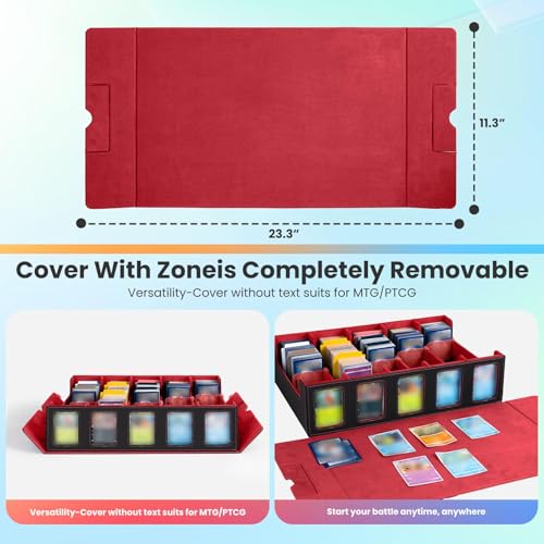 Trading Card Storage Box with Commander Display, 5-Row Deck Case with Removable Lid & Handle, 4000+ Card Organizer with 48 Colorful Dividers & 5 Stoppers for MTG, Black & Red - color: Black & Red, size: 4000+, with Handle