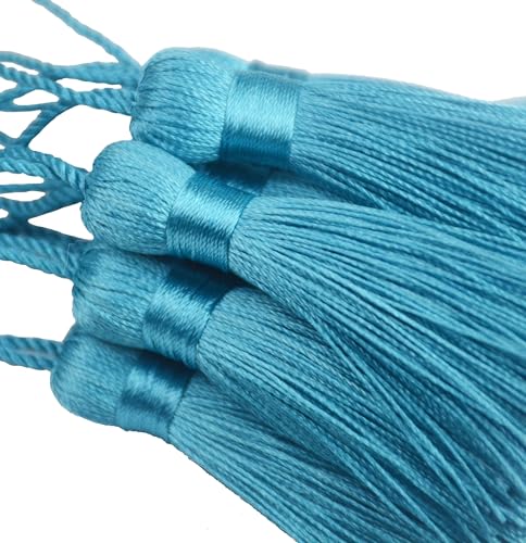 20Pcs 4.3 Inch Silky Mini Craft Tassels for Earrings, Souvenir(P- Blue) - color: Peacock Blue