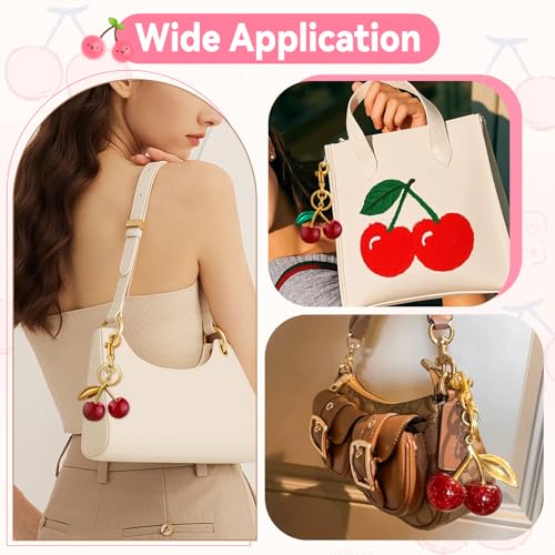 Cherry Bag Charm Cute Cherry Purse Charms Strawberry Keychain Best Gifts - color: A04 2pcs Cherry Charm