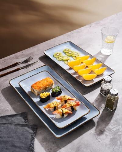 Famiware Serving Platters Set of 3 Sizes - Rectangular, Blue - color: Blue