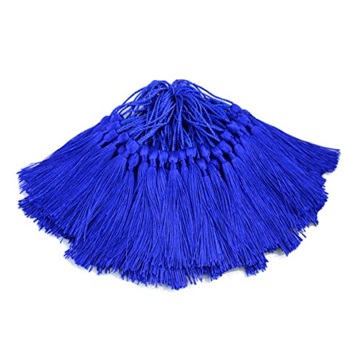 100Pcs 5 Inch Silky Bookmark Tassels for Jewelry, Souvenir(Navy Blue) - color: Navy Blue