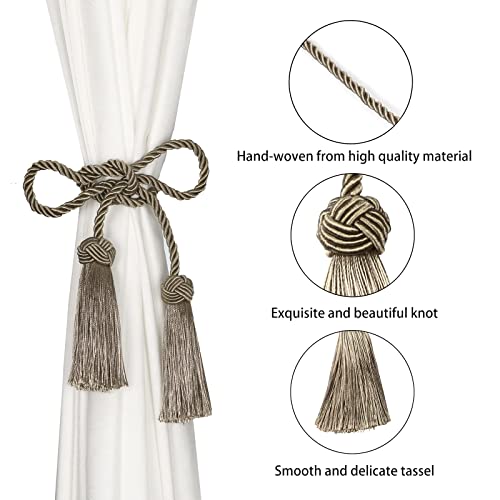 BEL AVENIR 6 Pack Handmade Rope Tassel Curtain Tiebacks - color: Flaxen, size: 6 Pack