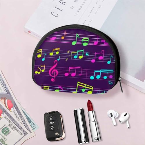 IBILIU Small Coin Purse Rhythmic Treble Chef And Musical Notes On Lead Sheet Mini Wallet Coin Pouch Change Purse For Women Men - color: Coinp-008