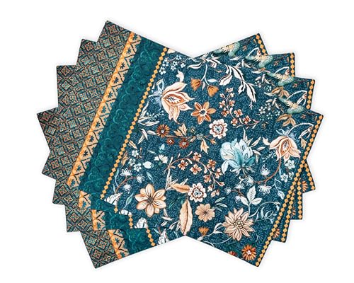 Maison d' Hermine Placemats Set of 4 Reusable 100% Cotton (13"x19") - color: 041 - Luxury Loft - Dark Teal, size: 13" X 19" (Pack of 4)