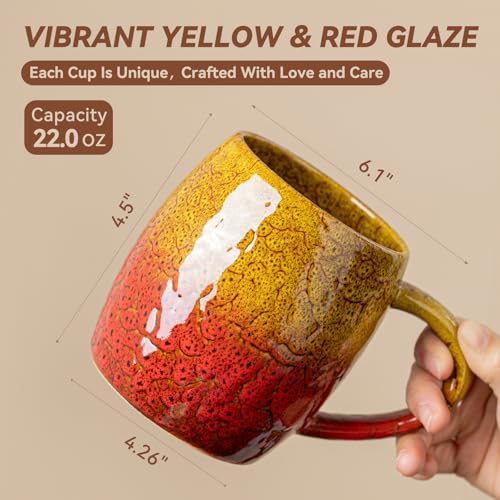 Ember Sunrise Ceramic Mug, 22oz Reactive Glaze Coffee Mug, Birthday Gift - color: Ember Sunrise · BLAZE