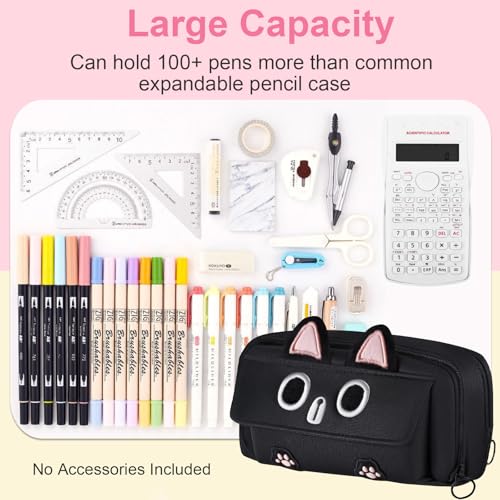 Cute Cat Pencil Case, Large Capacity Pencil Pouch Pencil Box Organizer Pen Bag Kawaii Makeup Bag for School Office