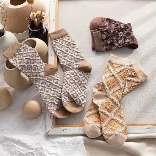 Lavish Lavender Argyle Frill Socks for Women, Dress Socks - color: 5pair-brown