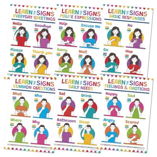 Quarterhouse 6 Poster Sign Language Part 2 Classroom Set - color: Sign Language Part 2