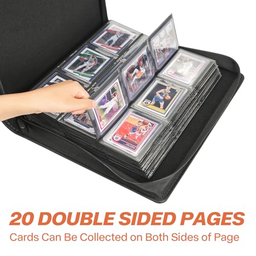 9 Pocket TopLoader Binder, Holds 360 3”x4” Toploader Hard Cases, Sleeves Card Collection Binder, 20 Double Sided Pages, Compatible with Trading & Sports Holder - Orange - color: Orange