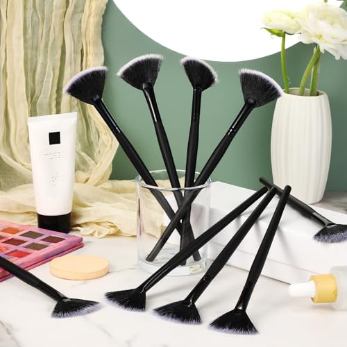 Maitys 9 Pieces Facial Fan Mask Brushes, Black with White - color: Black with White