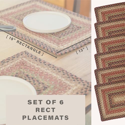 Homespice Gingerbread Jute Braided Placemats, Rect 13x19 Set of 6 - color: Gingerbread