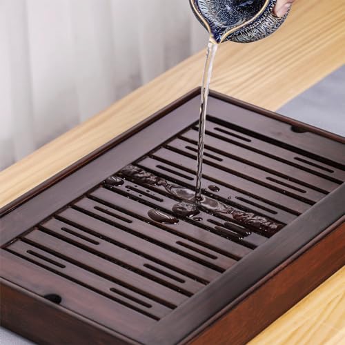 Gongfu Tea Tray, Bamboo Tea Tray,Gongfu Tea Table Tray with Reservoir -XL - size: 15.6" x 10.9" x 2"