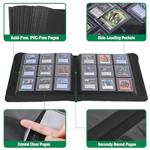 Top Loader Binder, 9-Pocket Trading Card Album, Holds 360 Top Loaders - color: Green Mushroom Frog