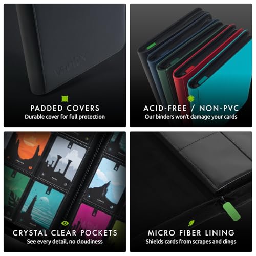 Vault X 12 Pocket Zip Trading Card Binder 480 Cards Exo-Tec (Black) - color: Black, size: 12 Pocket