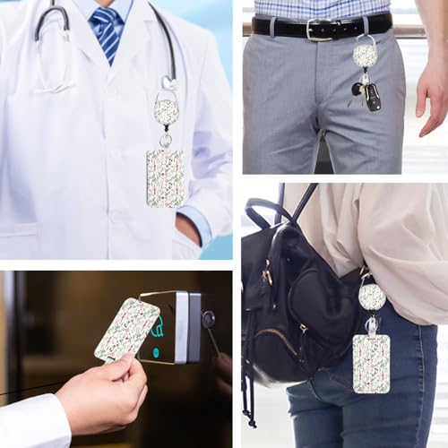 2 Pack Flowers ID Badge Holder with Clip Badge Reels - color: 2 Pack-flowers 11