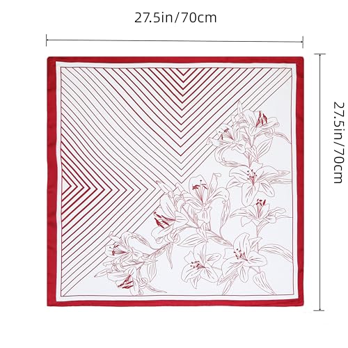 Silk Like Square Scarf for Women Men 27.5" - color: Stripe Red