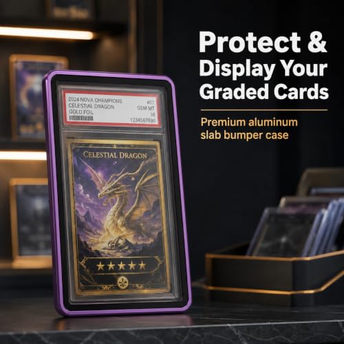 PSA Slab Case, Magnetic 9-Point Lock Display Protector,Purple - color: Purple
