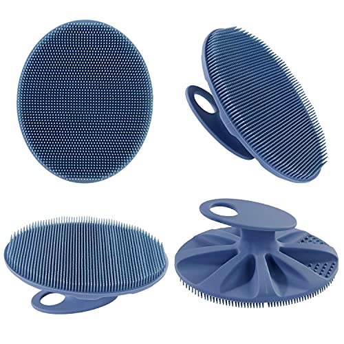 INNERNEED Silicone Body Cleansing Brush Exfoliating Scrubber, Pack of 4 - color: Pink+dark Green+dark Blue+gray