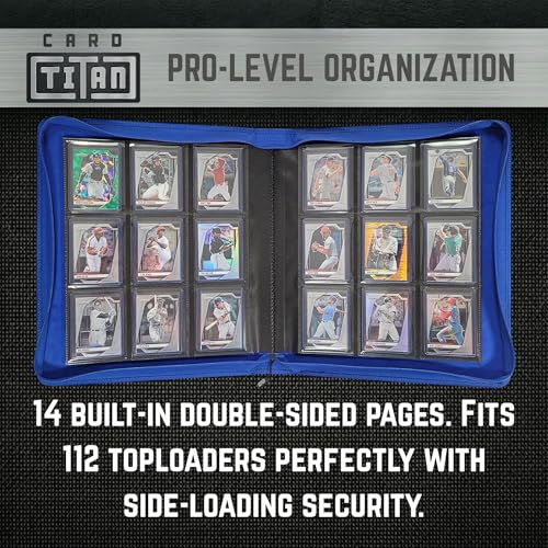 Card Titan Toploader Binder - 9-Pocket Trading Card Binder with Rigid Slipcase - Fits 252 Standard Top Loaders - Heavy-Duty Square Spine Case for Toploaders - Side-Loading Pages - Blue - color: Blue - 9 Pocket