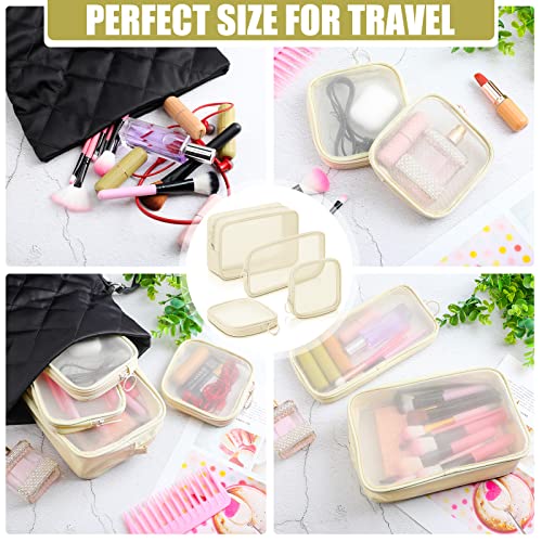 Weewooday 4Pcs Mesh Makeup Bag, Beige, Small, Large, Medium, Classic - color: Beige, size: Small, Large, Medium, style: Classic