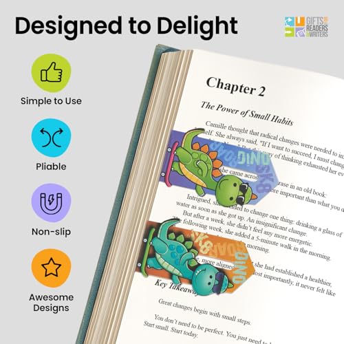 Thinking Gifts Magnetic Linemarker Bookmark for Easy Tracking - Dinosaur - color: Dino