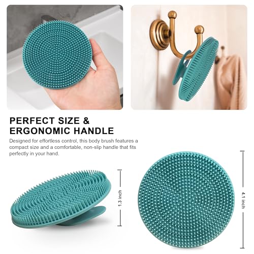 INNERNEED Silicone Body Scrubber Gentle Exfoliating Brush Set, Green+ Pink - color: (Set2) Dark Green+pink