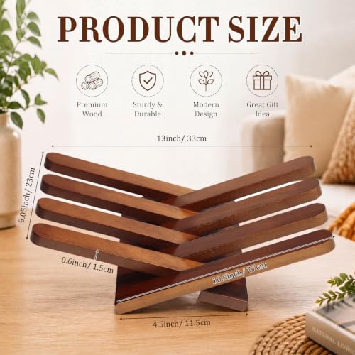 Dunzoom 1 Pcs Foldable Wooden Book Display Stand Open Book Holder, Brown