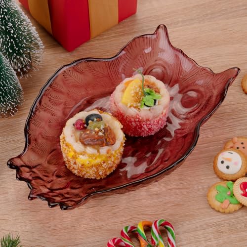 SHOWLOUE Glass Serving Platter, 8 x 6 Inch Owl Serving Trays for Serving Food, Serving Dish for Party, Dark Purple, Small - color: Dark Purple, size: Small